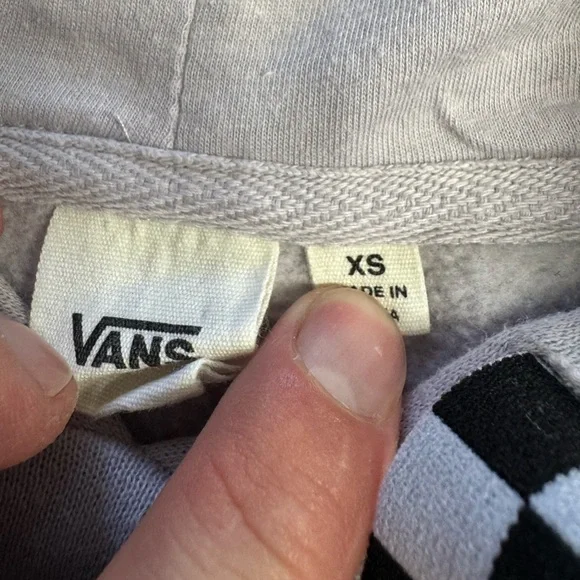 Vans Off The Wall Sz XS Purple White Cropped Hoodie Hooded Sweatshirt *See photo - Picture 3 of 8